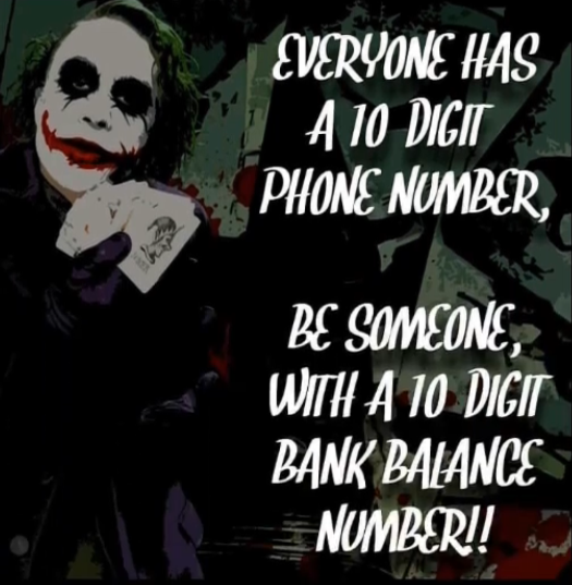 everyone has a 10 digit number be with someone who has 10 digit bank balance number
