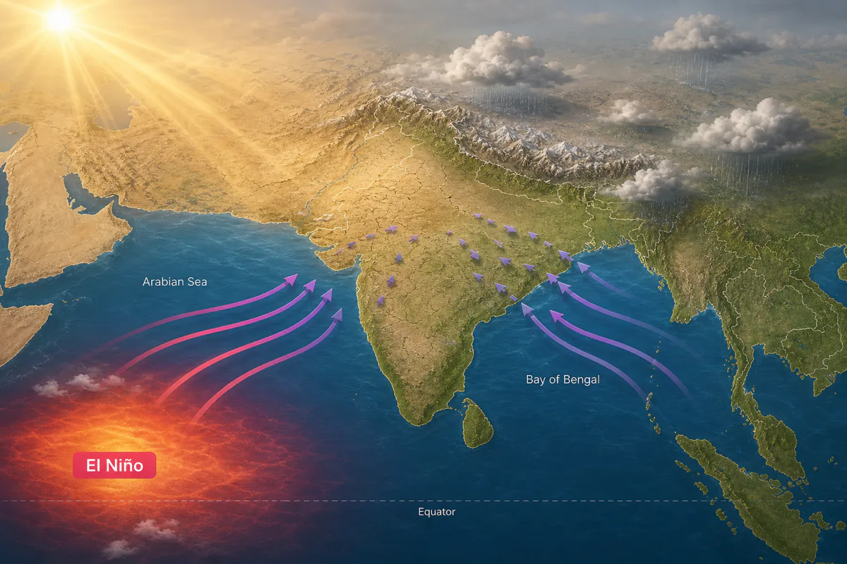Why India's monsoon stalled in 2026 — El Niño and weak wind flows from the Arabian Sea and Bay of Bengal